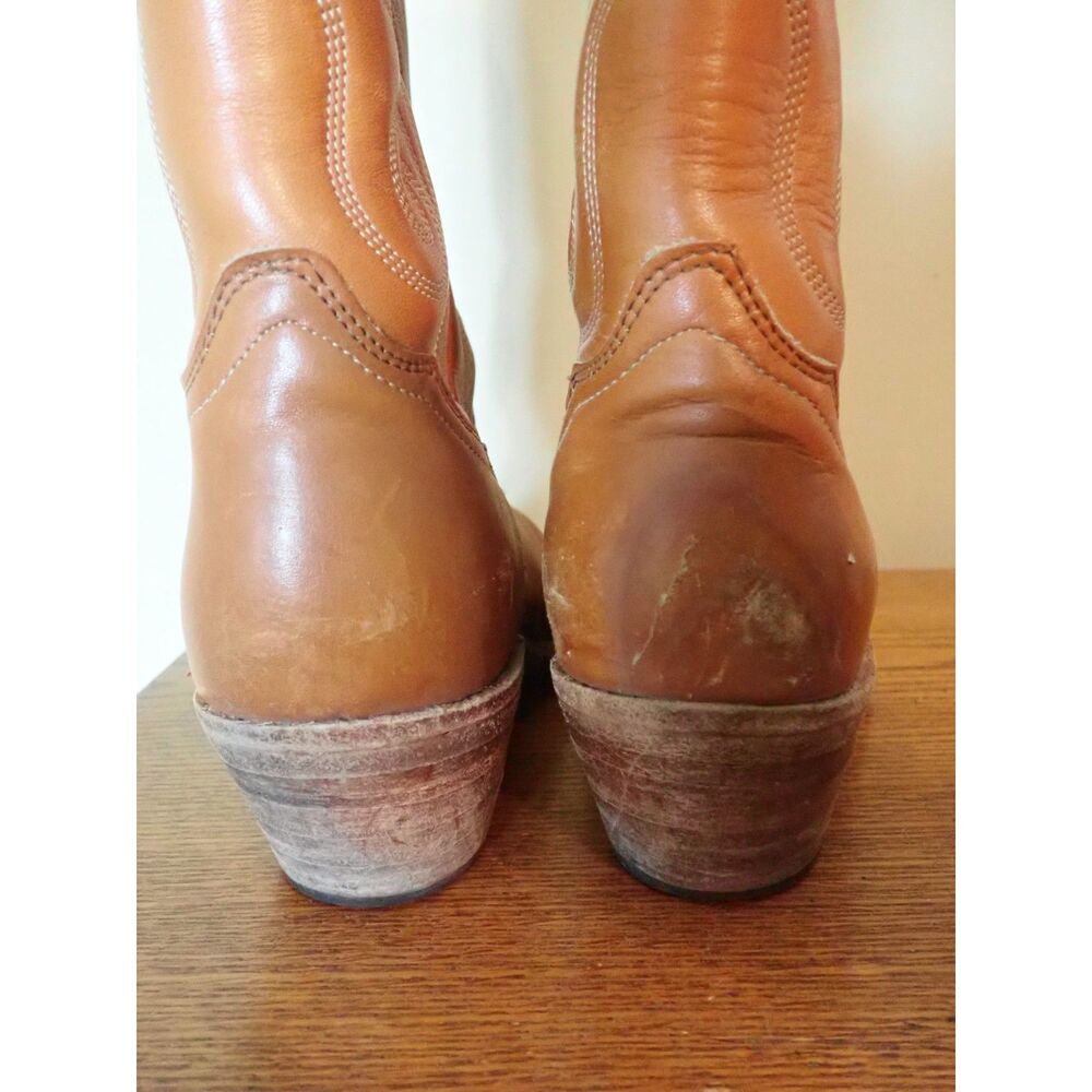 Frye Leather USA Womens 9.5 D Boots Tan Leather Western Cowgirl USA Rodeo - Picture 6 of 10